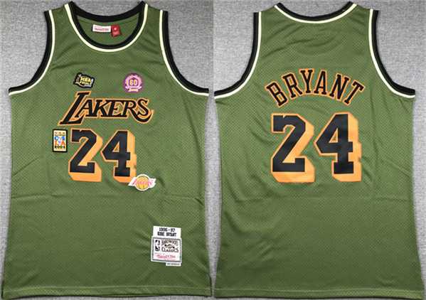 Mens Los Angeles Lakers #24 Kobe Bryant Green 1996-97 Throwback basketball Jersey->los angeles lakers->NBA Jersey